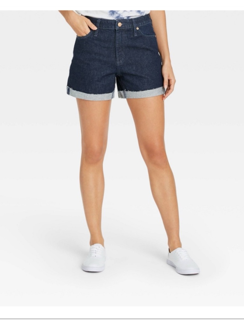 Women’s Universal Thread Dark Indigo Rolled Hem High-Rise Denim Shorts
